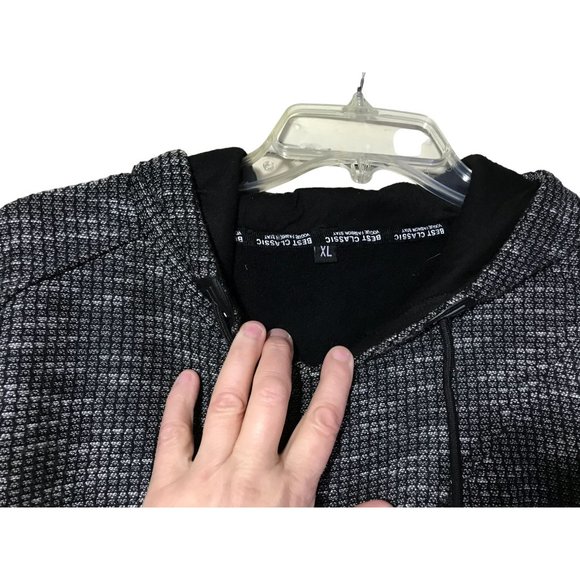 Best Classic Vogue Fashion Stay Pullover Hoodie In Gray Faux Tweed Mens Size XL - Picture 3 of 3